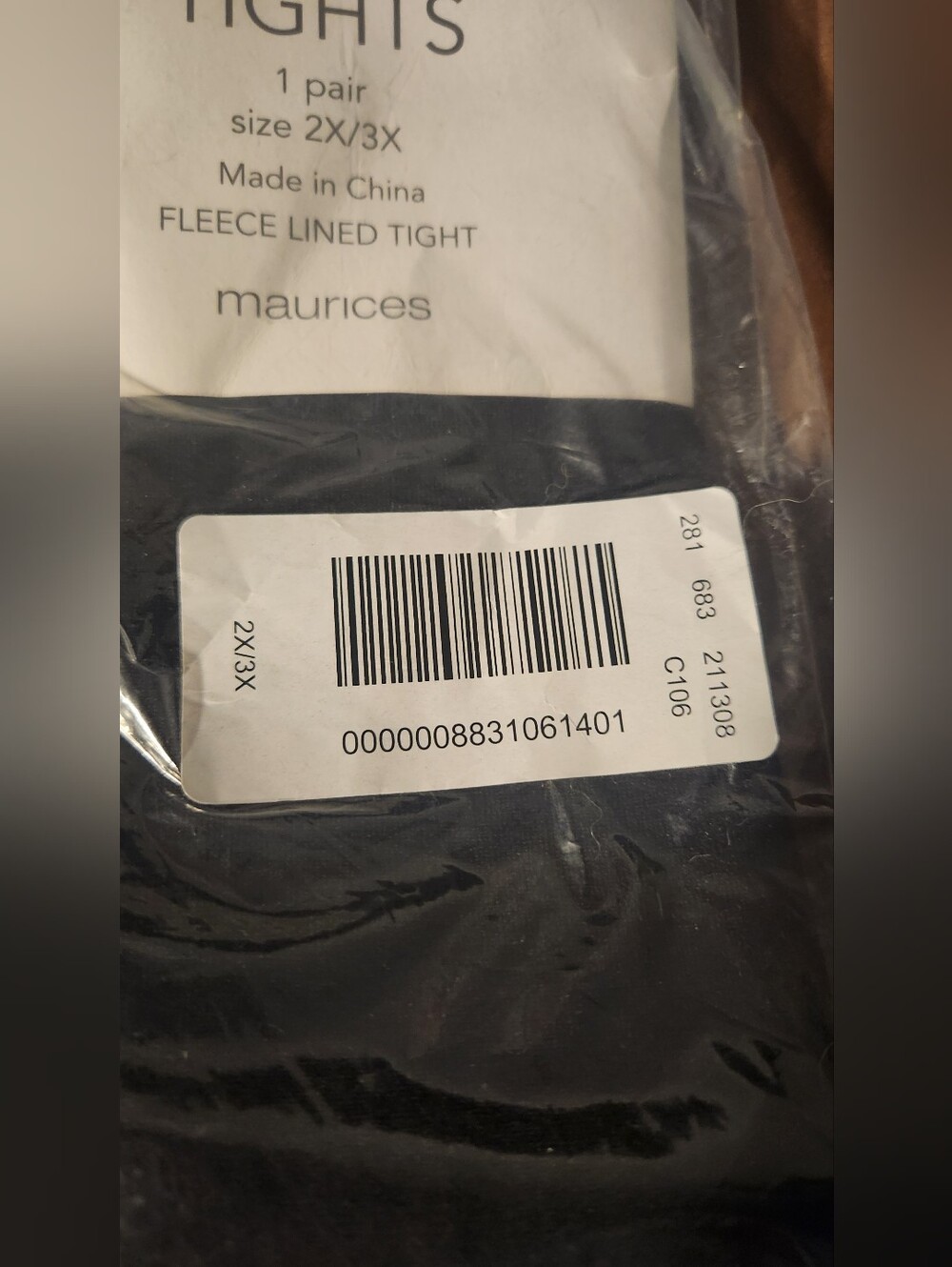 Maurices Black Fleece-Lined Tights